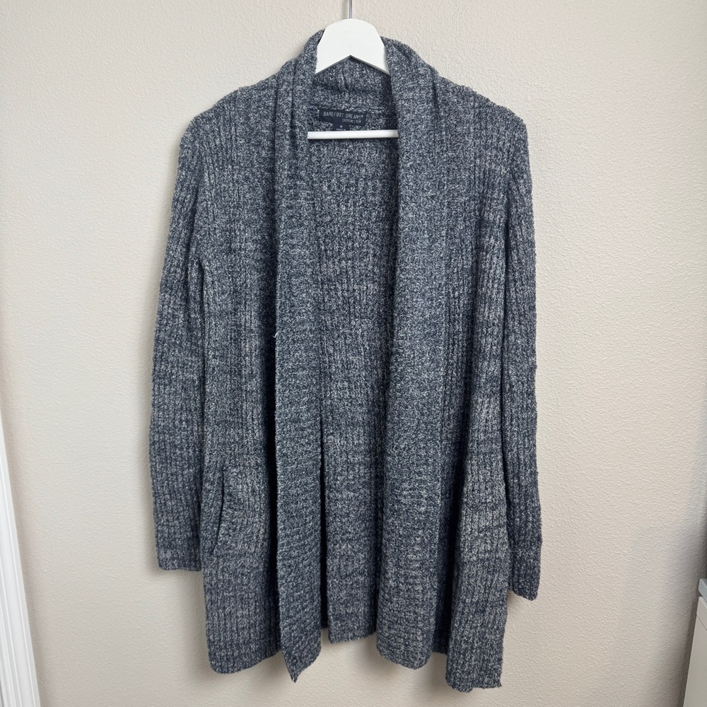 Barefoot Dreams Cozychic Lite Montecito Cardigan Sweater 494 Blue Gray Medium